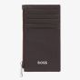 BOSS Classic Smooth Brown Zip Card Holder Wallet HLK503Y