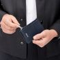 BOSS Classic Grained Navy Zip Card Holder Wallet HLK518N