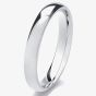 9ct White Gold 3mm D-Shaped Wedding Ring 3LLD-9W 