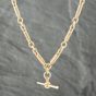 Second Hand 9ct Yellow Gold Fancy Twist & Loop 18 Inch T-Bar Fancy Link Chain 41041207