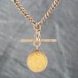 Second Hand Vintage 9ct Rose Gold With 1912 Full Sovereign Coin Fitted To A Graduated 14 Inch T-Bar Curb Chain 41041353