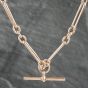Second Hand Vintage 9ct Rose Gold T Bar Albert 16 Inch Figaro Chain 41041536