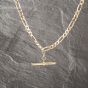 Second Hand Vintage 9ct Rose Gold Albert Chain 20 Inch T-Bar Figaro Chain 41041716