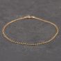 Second Hand 9ct Yellow Gold Ankle 9.5 Inch Curb Chain Bracelet 41051077