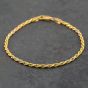 Second Hand 9ct Yellow Gold Solid 7 Inch Rope Chain Bracelet 41061029