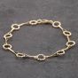 Second Hand 9ct Yellow Gold Rope Circles 7.5 Inch Bar Chain Bracelet 41061051