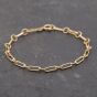 Second Hand 9ct Yellow Gold Rope Circles 7.5 Inch Bar Chain Bracelet 41061220