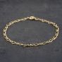 Second Hand 9ct Yellow Gold Sapphire Set 7 Inch Figaro Chain Bracelet 41061238