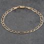Second Hand 9ct Yellow Gold 3+1 7.5 Inch Figaro Chain Bracelet 41061276