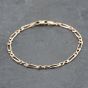 Second Hand 9ct Yellow Gold 2+1 Link 7 Inch Figaro Chain Bracelet 41061297