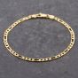 Second Hand 9ct Yellow Gold 3+1 Link 7.5 Inch Figaro Chain Bracelet 41061304