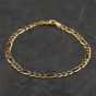 Second Hand 9ct Yellow Gold 7.5 Inch Figaro Chain Bracelet 41061353