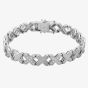 Second Hand 9ct White Gold 7 Inch Cubic Zirconia Kiss Link Bracelet 4107436