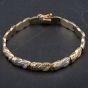 Second Hand 14ct Two Colour Gold Fancy Bar Diamond Cut Bracelet 4107805