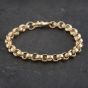 Second Hand 9ct Yellow Gold Engraved And Plain 7.5 Inch Belcher Chain Bracelet 41081207
