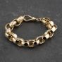 Second Hand 9ct Yellow Gold Patterned Link 7 Inch Belcher Chain Bracelet 41081217
