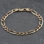 Second Hand 9ct Yellow Gold 3+1 8.5 Inch Figaro Chain Bracelet 41081237