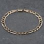 Second Hand 9ct Yellow Gold 3+1 8.5 Inch Figaro Chain Bracelet 41081241