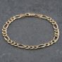 Second Hand 9ct Yellow Gold 3+1 8.5 Inch Figaro Chain Bracelet 41081242
