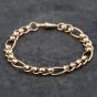 Second Hand 9ct Yellow Gold Roller Ball Link 3+1 8 Inch Figaro Chain Bracelet 41081258
