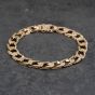 Second Hand 9ct Yellow Gold Bark Effect Finish 8 Inch Curb Chain Bracelet 41081282