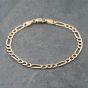 Second Hand 9ct Yellow Gold 3+1 Link 8 Inch Figaro Chain Bracelet 41081293