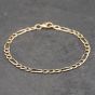 Second Hand 9ct Yellow Gold 8.5 Inch Figaro Chain Bracelet 41081299
