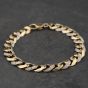 Second Hand 9ct Two Colour Gold Diamond Set 8.5 Inch Curb Chain Bracelet 41081343