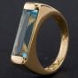 Second Hand 18ct Yellow Gold Oblong Blue Topaz Dress Ring 4109460