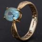 Second Hand 9ct Yellow Gold Oval Claw Set Blue Topaz Solitaire Dress Ring 4109816