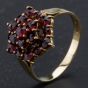 Second Hand 9ct Yellow Gold Round 3 Tier Garnet Cluster Ring 4109833