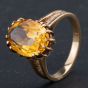 Second Hand 9ct Yellow Gold Vintage Oval Claw Set Citrine Solitaire Ring 4109836