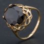Second Hand 9ct Yellow Gold Oval Smokey Quartz Open Cut Swirl Pattern Ring 4109838