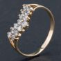 Second Hand 9ct Yellow Gold Double Row Cubic Zirconia Set Half Wishbone Ring 4109840