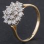 Second Hand 9ct Yellow Gold 3 Tier Traditional Style Cubic Zirconia Round Cluster Ring 4109841