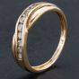 Second Hand 9ct Yellow Gold Channel Set Cubic Zirconia Half Eternity Crossover Style Ring 4109849