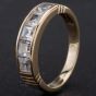 Second Hand 9ct Yellow Gold Square Cut Cubic Zirconia Channel Set Half Eternity Ring 4109989