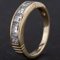 Second Hand 9ct Yellow Gold Square Cut Cubic Zirconia Channel Set Half Eternity Ring 4109997