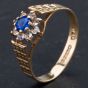 Second Hand 9ct Yellow Gold Blue and White Synthetic Spinel Cluster Ring 4110030