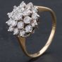 Second Hand 9ct Yellow Gold 3 Tier Traditional Style Cubic Zirconia Round Cluster Ring 4110044