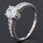 Second Hand 9ct White Gold Round Claw Set Cubic Zirconia Single Stone Ring 4110056