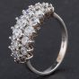 Second Hand 9ct White Gold Stunning Triple Row Cubic Zirconia Cluster Ring 4110067