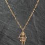 Second Hand 9ct Yellow Gold Sapphire & Cubic Zirconia Ragdoll Pendant & 16 Inch Curb Chain 41101207