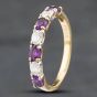 Second Hand 9ct Yellow Gold Amethyst & Cubic Zirconia Half Eternity Ring 41101236