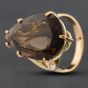 Second Hand 9ct Yellow Gold Smokey Quartz Pear Shape Dress Ring 41101274