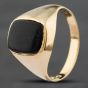 Second Hand 9ct Yellow Gold Onyx Oblong Signet Ring 41101297