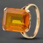 Second Hand Vintage 9ct Yellow Gold Citrine Oblong Dress Ring 41101338