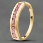 Second Hand 9ct Yellow Gold Pink Tourmaline Half Eternity Ring 41101370