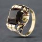 Second Hand 14ct Yellow Gold Smokey Quartz Square Scrolled Mount Ring 41101540