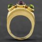 Second Hand 14ct Yellow Gold Oval Garnet & Peridot Three Stone Ring 41101661